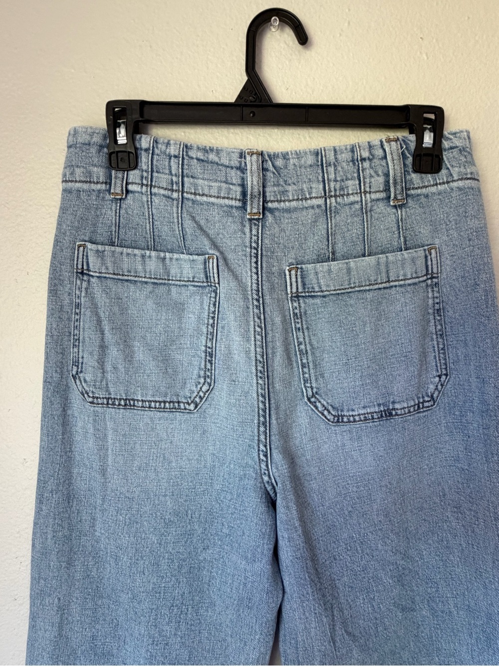 LC Lauren Conrad Light Blue Wide-Leg High-Rise Crop Jeans 6 Patch Pockets Boho - Picture 5 of 9